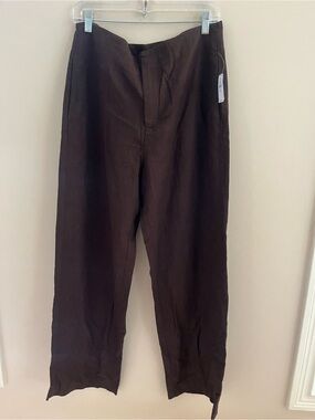 NWT-GAP Linen Blend Relaxed Straight Ankle Pant, Size 10 Tall